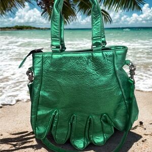 Emerald Green Leather Tote Bag | Chic Shoulder Bag | Statement Handbag